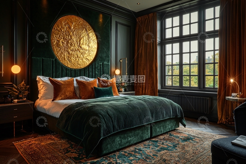 高清大图下载【趣麦麦图】暗色系奢华卧室