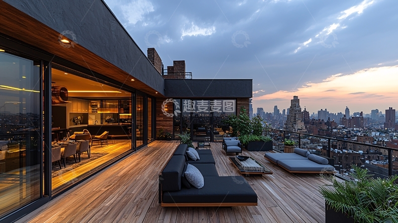 高清大图下载【趣麦麦图】纽约顶层公寓夜景