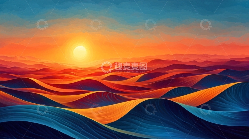 高清大图下载【趣麦麦图】日落沙漠山脉