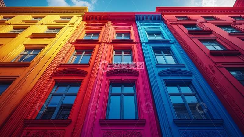 高清大图下载【趣麦麦图】彩色建筑物
