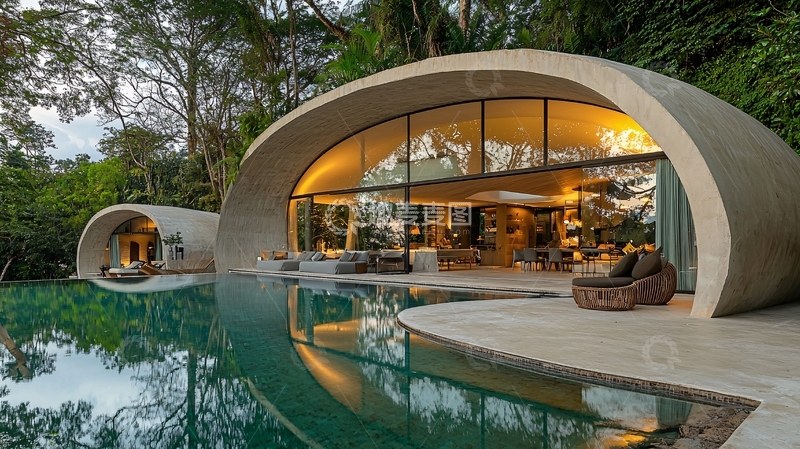 高清大图下载【趣麦麦图】现代简约弧形别墅