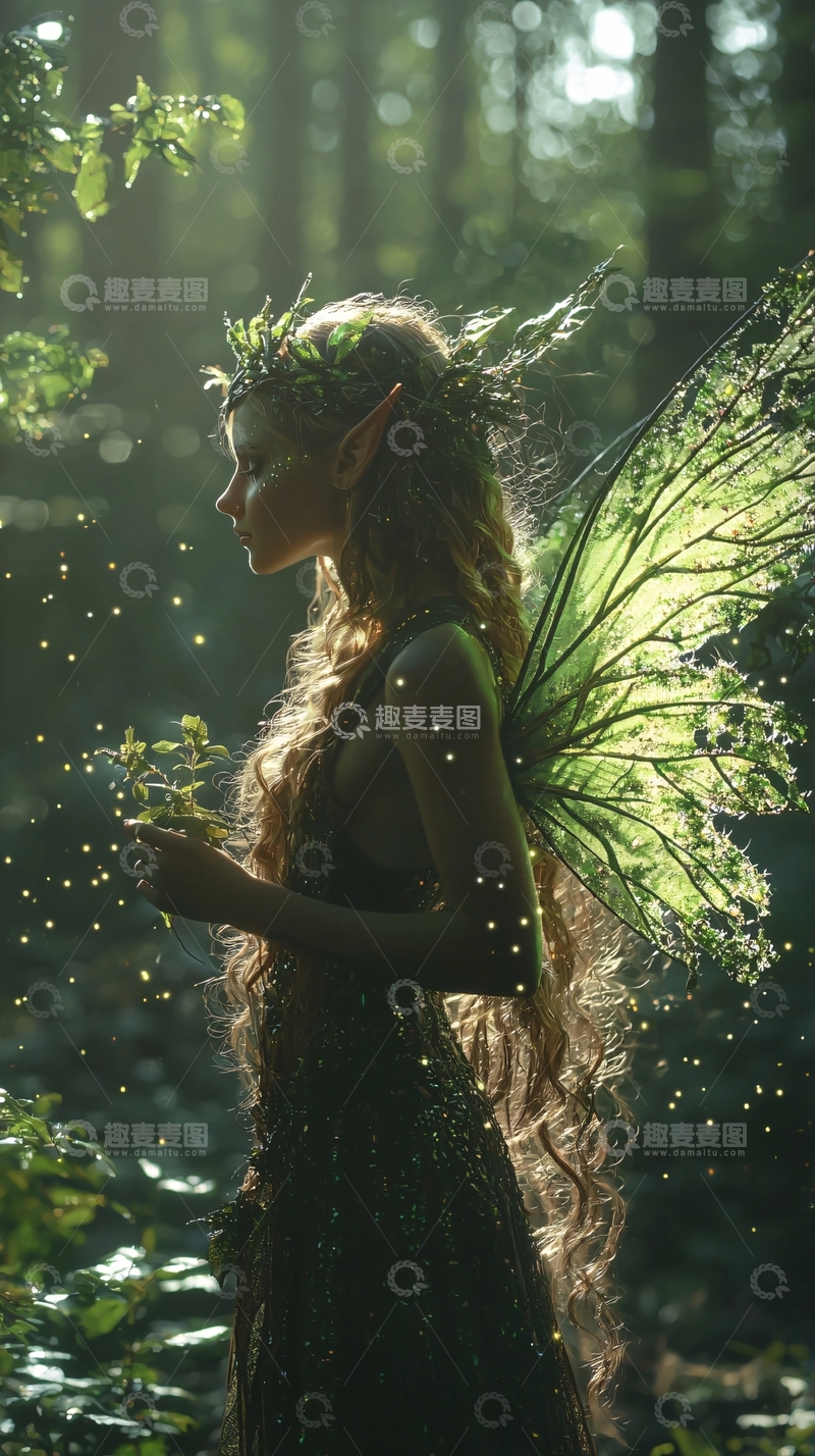 高清大图下载【趣麦麦图】森林仙子侧脸