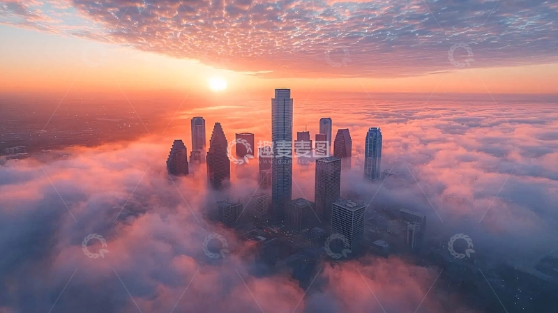 高清大图下载【趣麦麦图】云海之上的城市