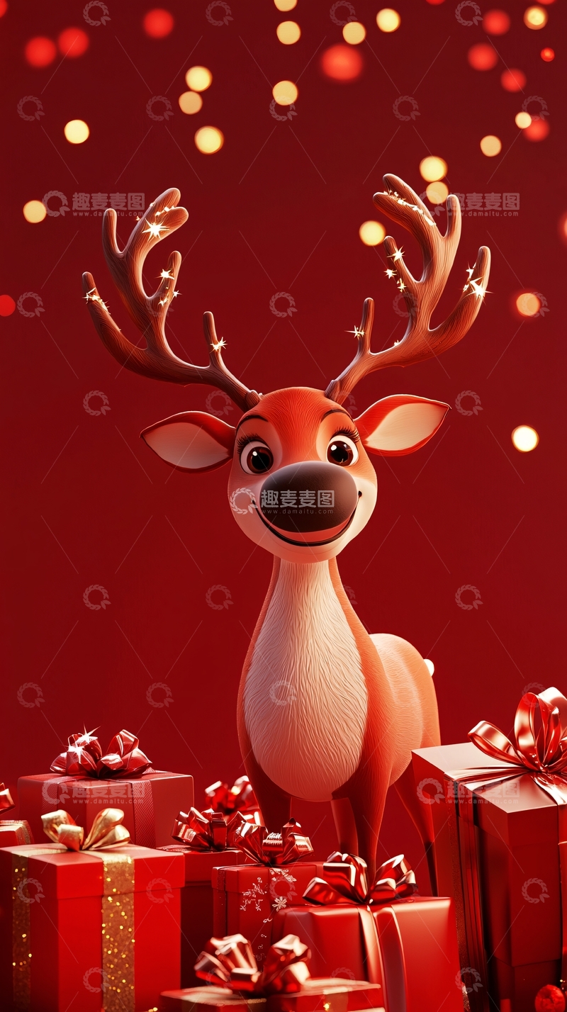 高清大图下载【趣麦麦图】圣诞驯鹿