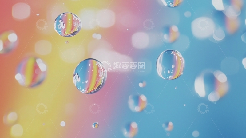 高清大图下载【趣麦麦图】彩虹背景下的水滴