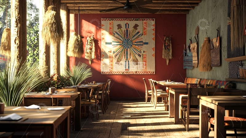 高清大图下载【趣麦麦图】阳光洒进的乡村餐厅