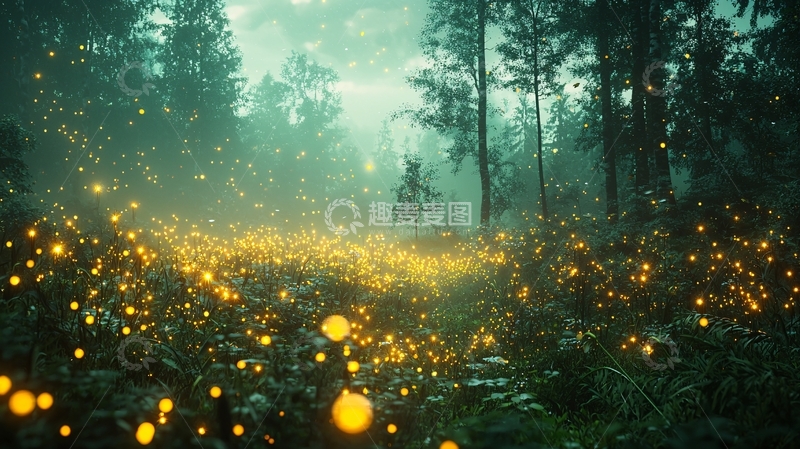 高清大图下载【趣麦麦图】梦幻萤火森林