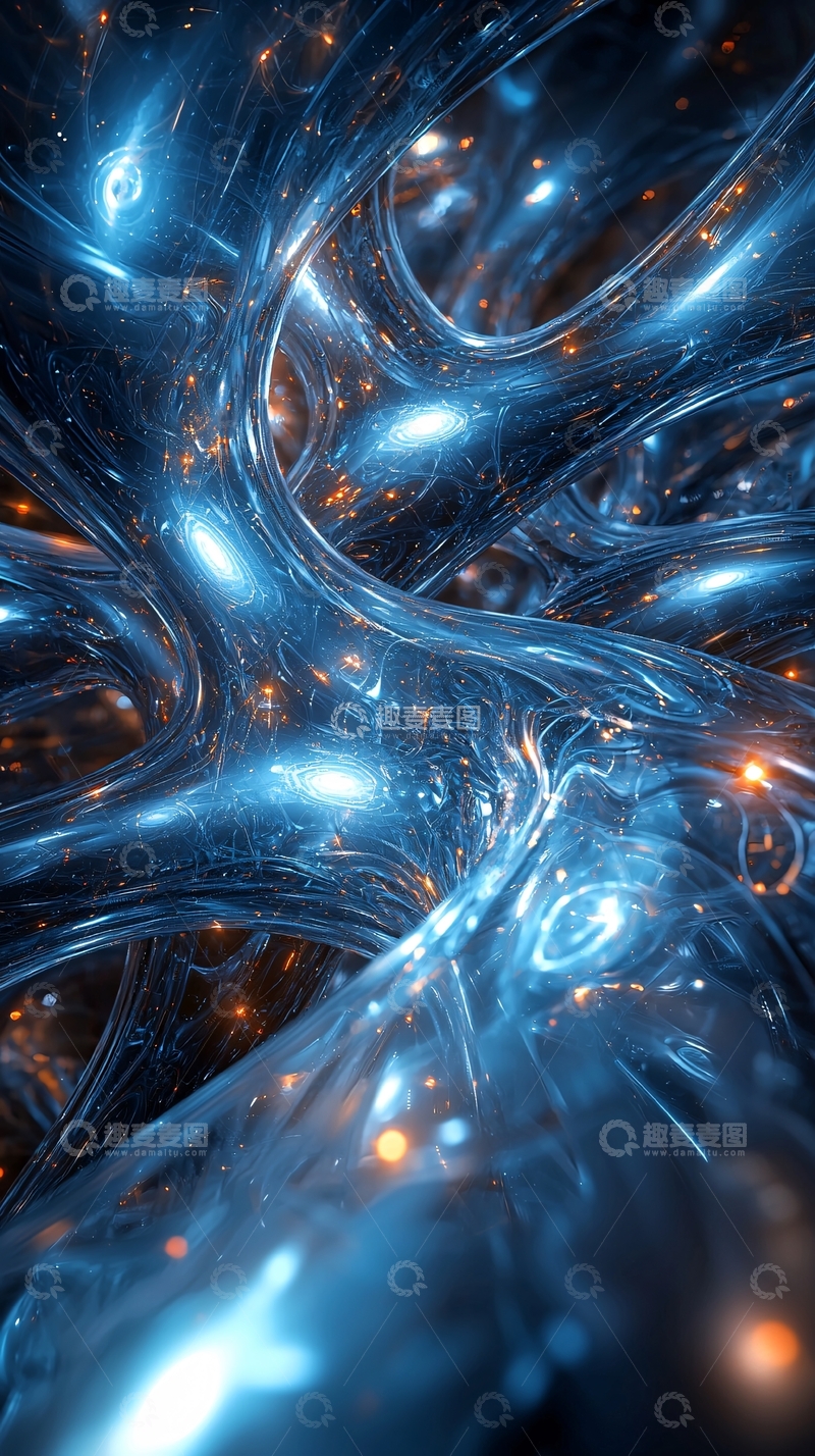 高清大图下载【趣麦麦图】蓝色发光抽象线条