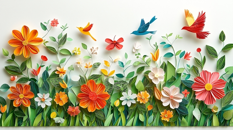 高清大图下载【趣麦麦图】纸艺花卉鸟类风景