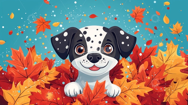 高清大图下载【趣麦麦图】秋日小狗