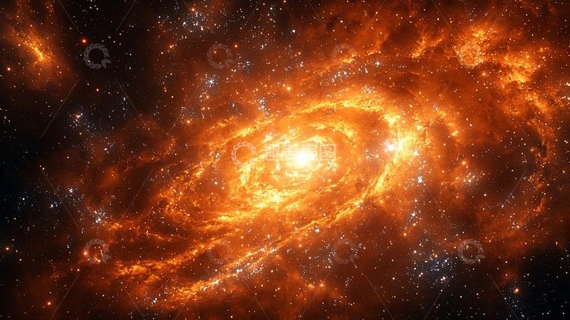 高清大图下载【趣麦麦图】橙色漩涡星系壮丽景象
