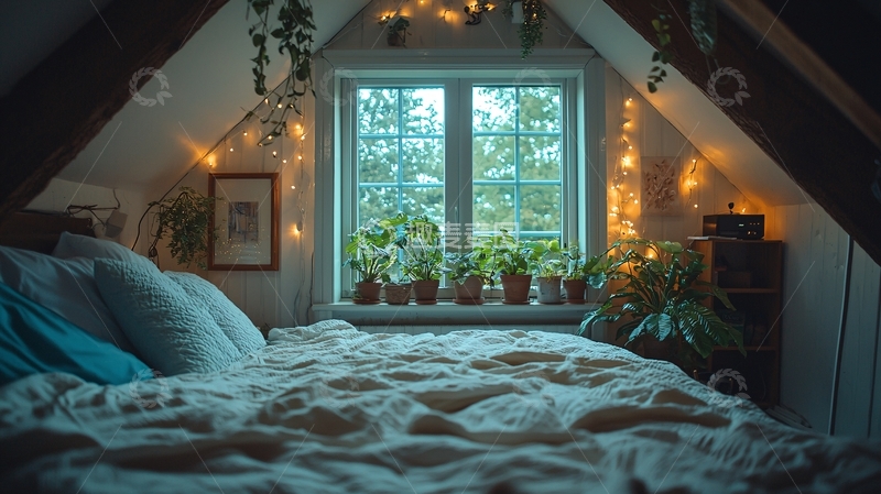 高清大图下载【趣麦麦图】阁楼卧室的舒适角落