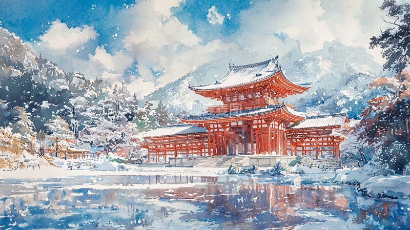 高清大图下载【趣麦麦图】雪景寺庙