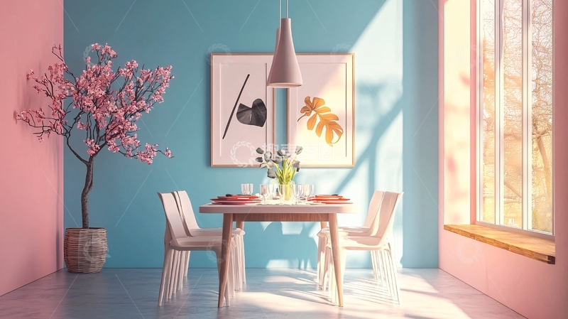 高清大图下载【趣麦麦图】粉色蓝色房间