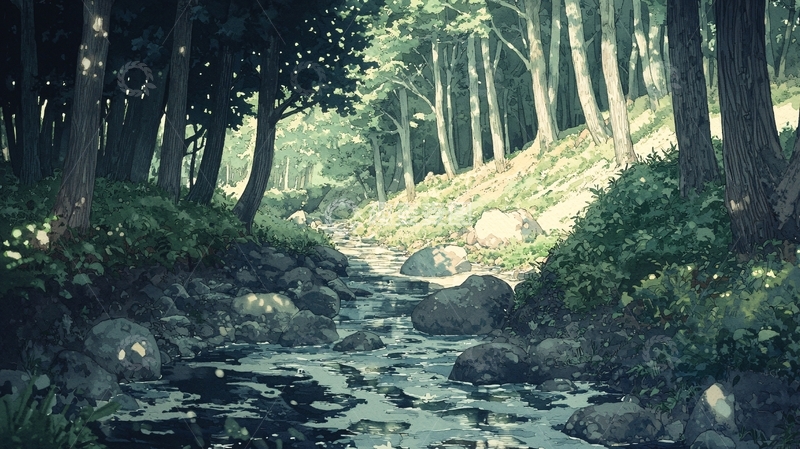 高清大图下载【趣麦麦图】-森林溪流