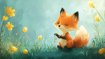 可爱小狐狸在草地上