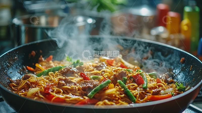 高清大图下载【趣麦麦图】热气腾腾的炒菜