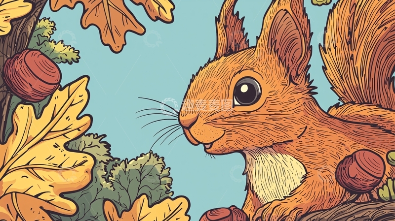高清大图下载【趣麦麦图】秋天小松鼠