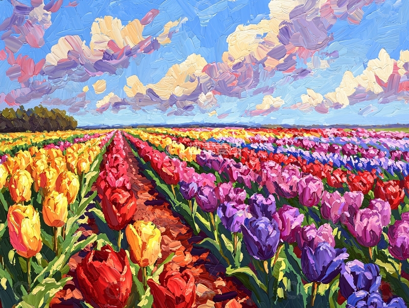 高清大图下载【趣麦麦图】色彩鲜艳的郁金香花田