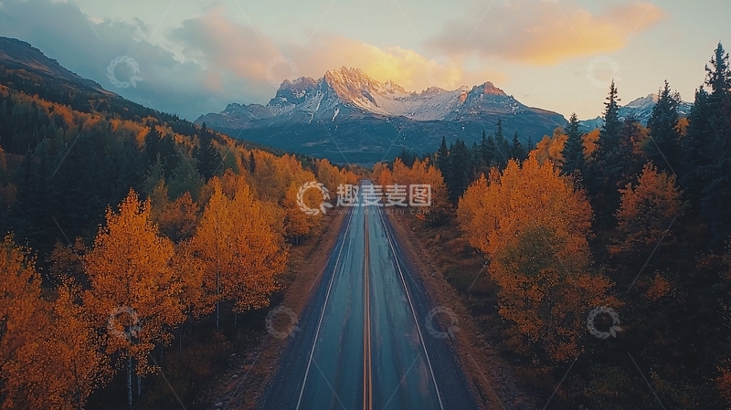 高清大图下载【趣麦麦图】秋季山路景色