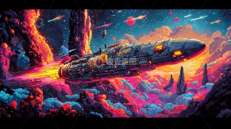 高清大图下载【趣麦麦图】宇宙飞船太空飞行