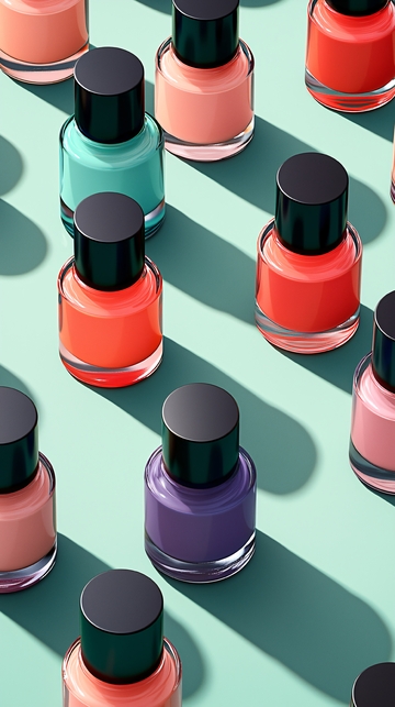 彩色指甲油瓶子排列