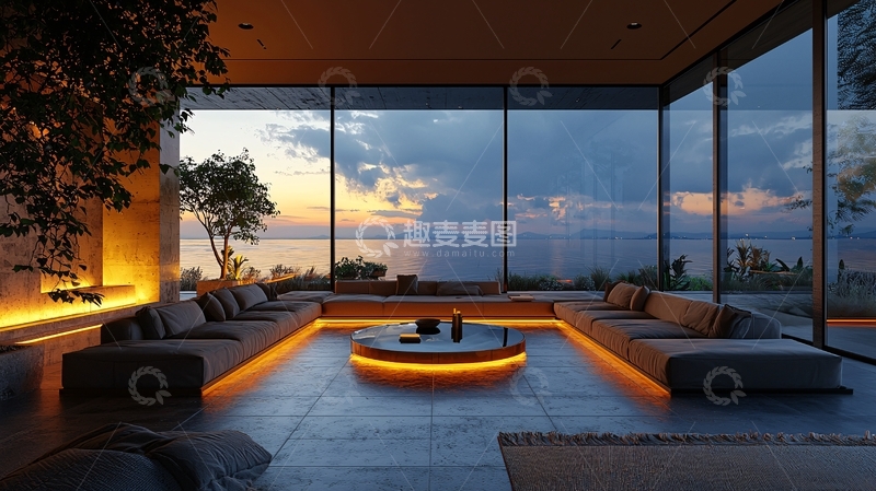 高清大图下载【趣麦麦图】豪华海景房客厅