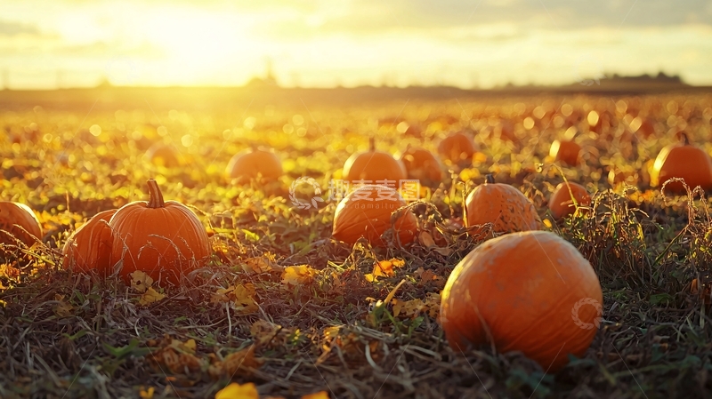 高清大图下载【趣麦麦图】日落南瓜田