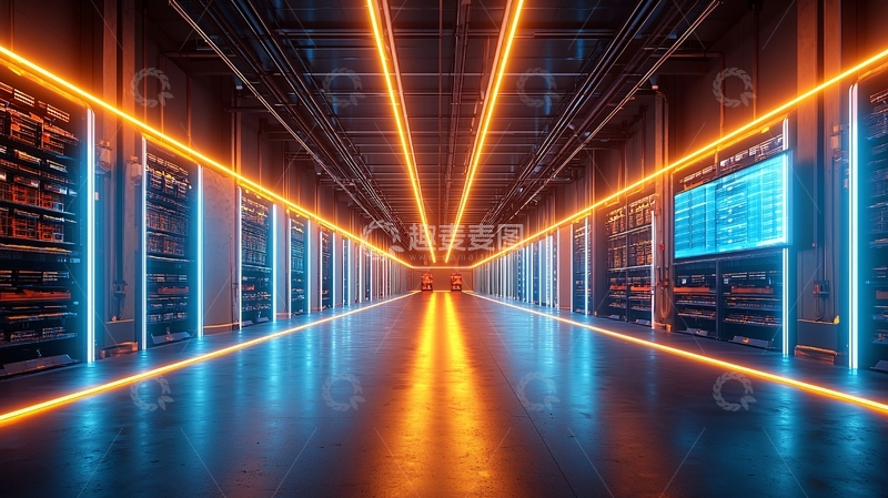 高清大图下载【趣麦麦图】炫酷科技感数据中心走廊
