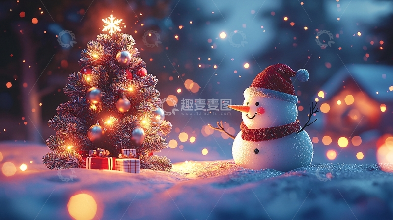 高清大图下载【趣麦麦图】圣诞夜雪景