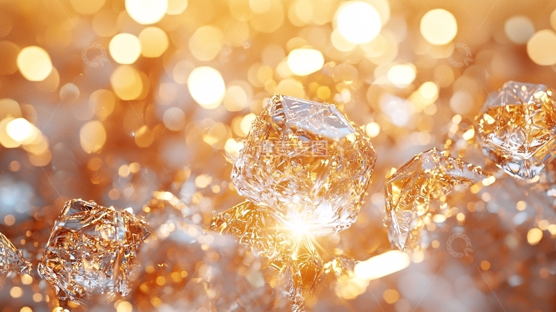 高清大图下载【趣麦麦图】璀璨夺目的金色冰块