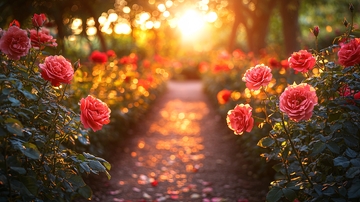 夕阳玫瑰花径