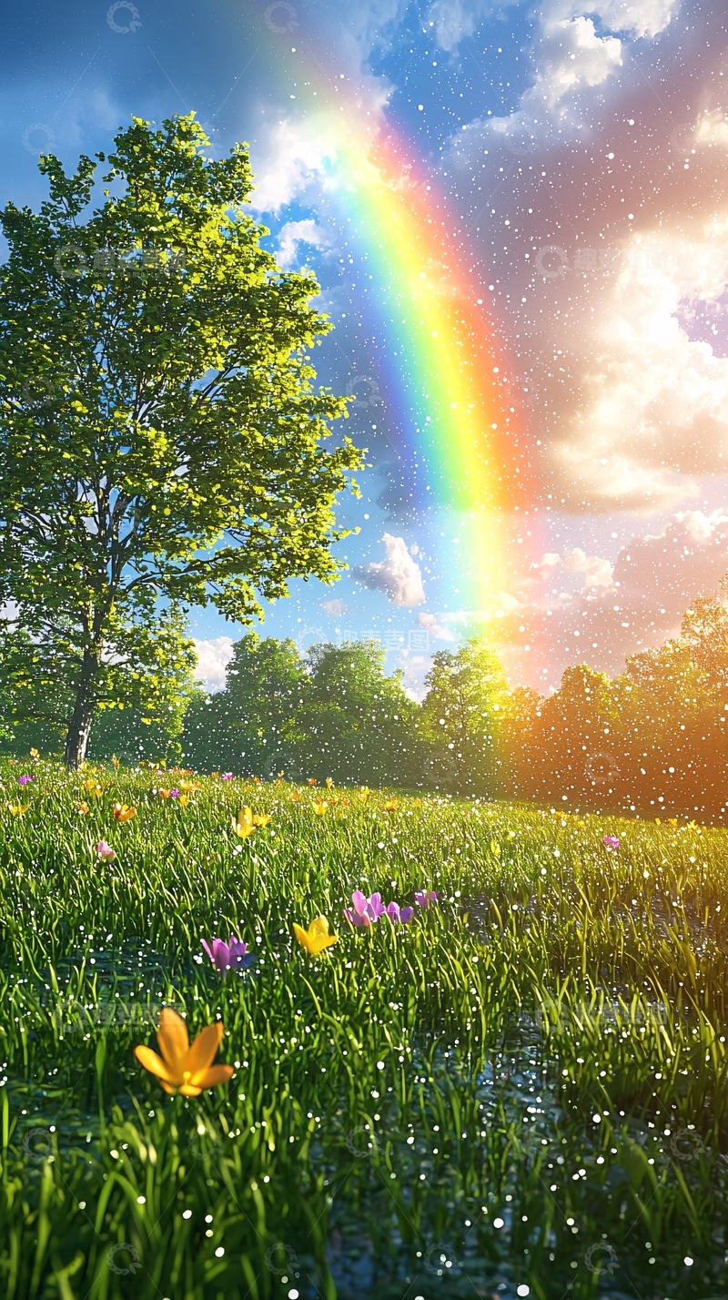 高清大图下载【趣麦麦图】彩虹田园风景