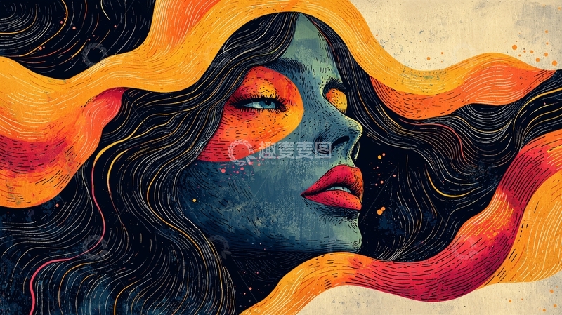 高清大图下载【趣麦麦图】抽象女性肖像