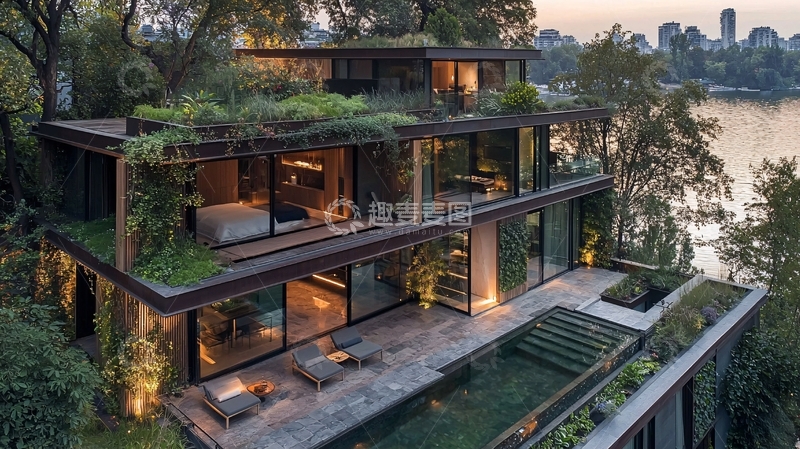 高清大图下载【趣麦麦图】绿色屋顶别墅