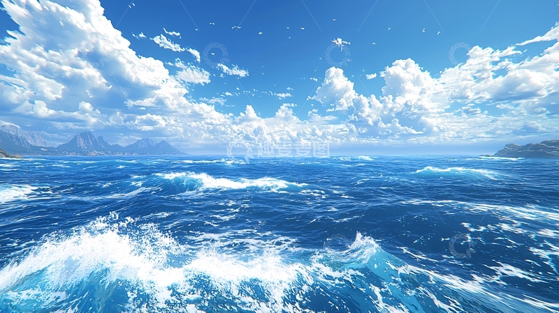 高清大图下载【趣麦麦图】波涛汹涌的蓝色海面