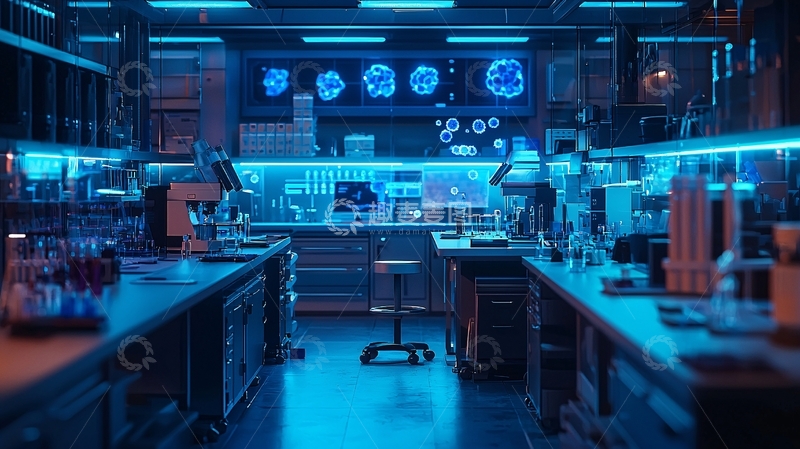 高清大图下载【趣麦麦图】蓝色科技感实验室