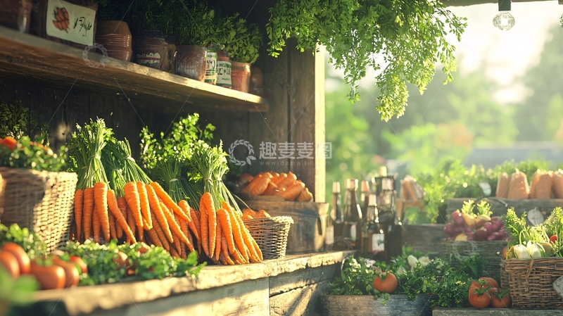 高清大图下载【趣麦麦图】阳光下乡村小菜摊