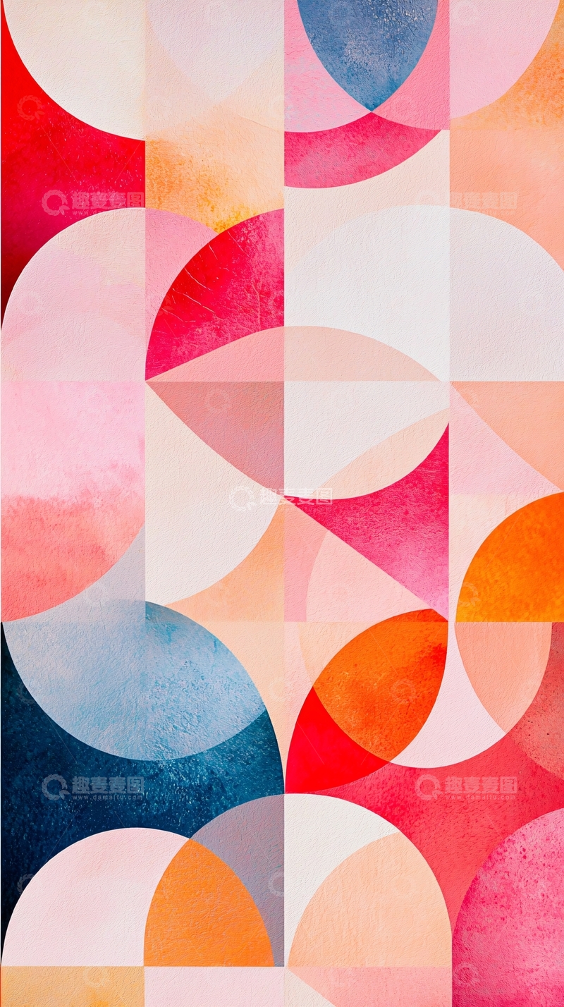 高清大图下载【趣麦麦图】抽象几何水彩画
