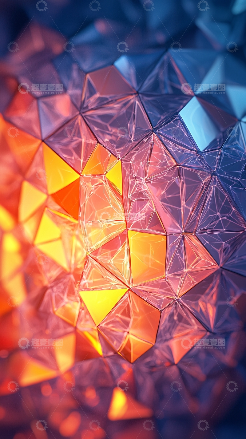 高清大图下载【趣麦麦图】几何感发光三角拼接
