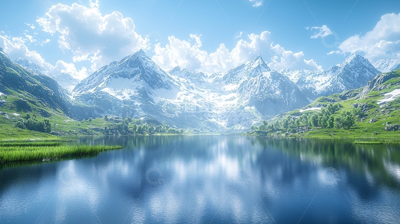 高清大图下载【趣麦麦图】雪山湖泊风景