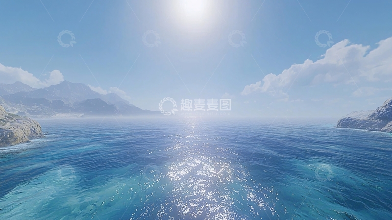 高清大图下载【趣麦麦图】平静海面阳光照耀