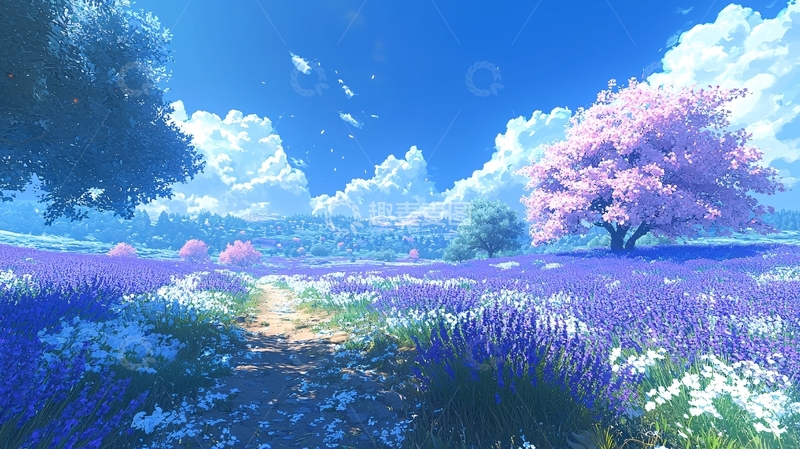 高清大图下载【趣麦麦图】梦幻薰衣草田园风光