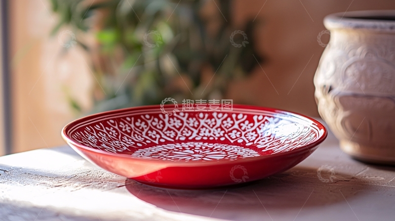 高清大图下载【趣麦麦图】红色陶瓷碗