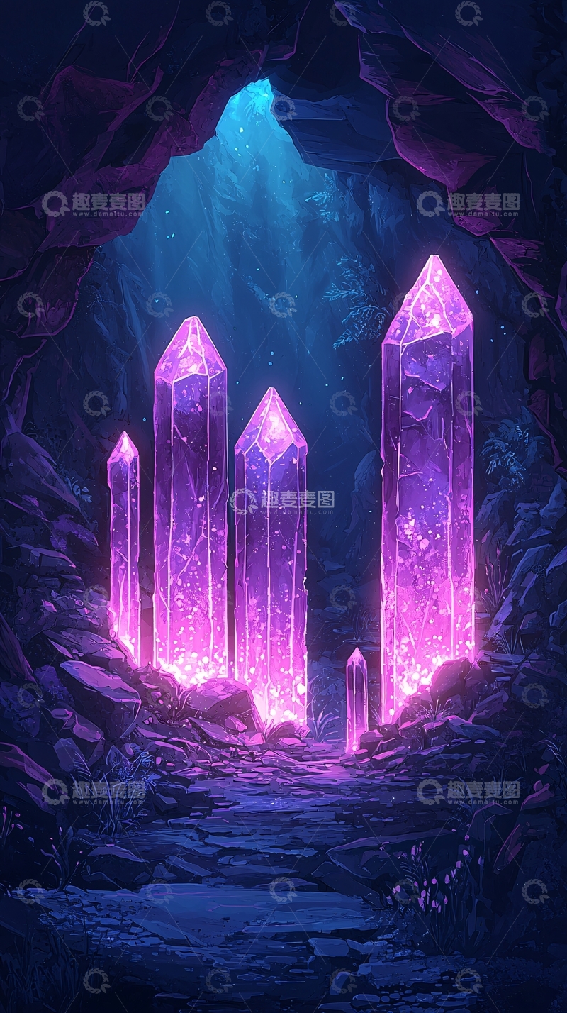 高清大图下载【趣麦麦图】紫色水晶洞穴