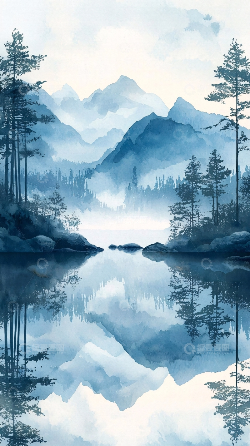 高清大图下载【趣麦麦图】水墨画山水风景