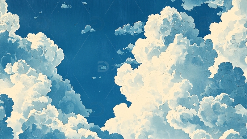 蓝天白云朵朵漂浮