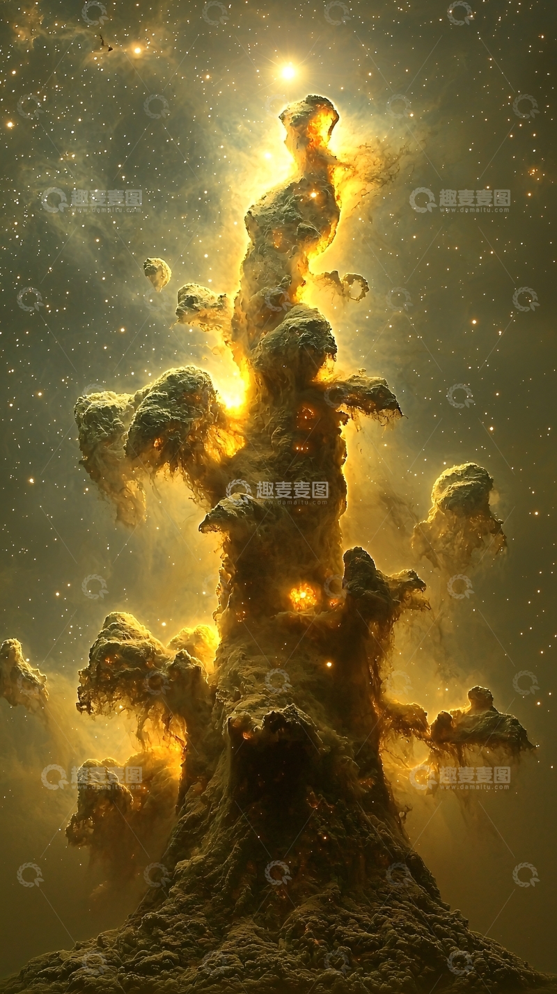 高清大图下载【趣麦麦图】宇宙中的金色巨柱