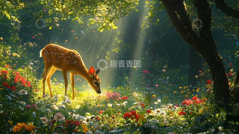 高清大图下载【趣麦麦图】森林小鹿