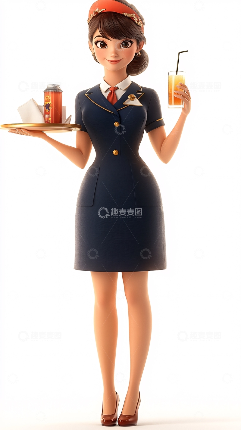 高清大图下载【趣麦麦图】卡通空姐